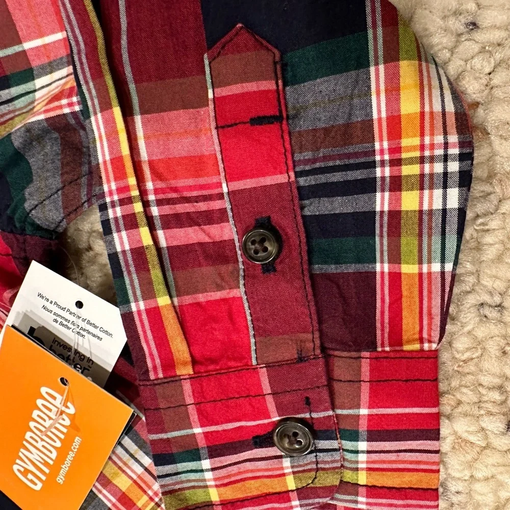 Gymboree Boys Size 3T plaid‎ long sleeve shirt NWT